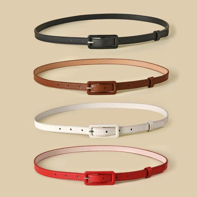 Elastic Women Belts Strap Thin Skinny Ladies Dress Waist Belt Leather Buckle Female Red Belts Thin Ladies Designer Waistband