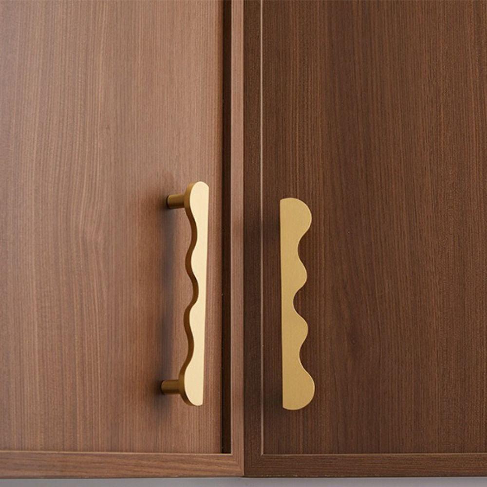 Wave Shape Drawer Pulls Modern Design Furniture Handles Brass Cabinet Handles Kitchen Wardrobe