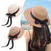 Соломенная шляпа с бантом Защита от солнца Кепка для гольфа Повседневные женские шляпы Лето