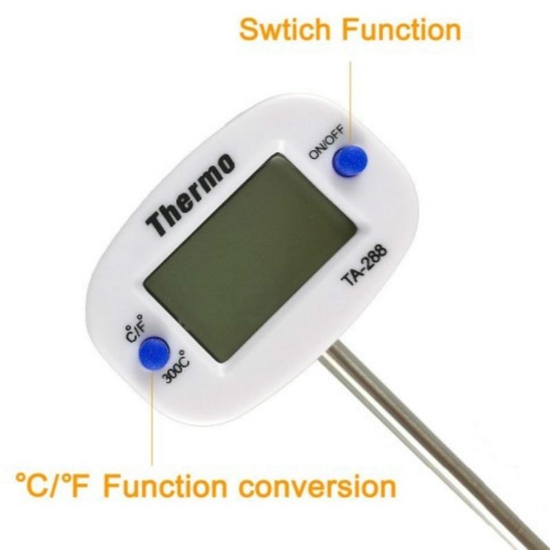 Portable Home Kitchen Electronic Thermometer Stainless Steel Insert Food Liquid Water Oil Food Thermometer Hygrometer Digital
