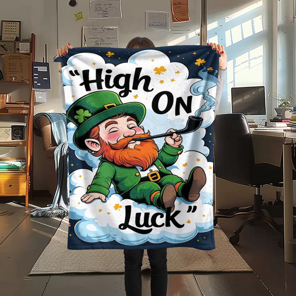 1PC Leprechaun poster Print FlAannel Blanket, High quality Comfortable for All Seasons, Home Decor, Warmth and Comfort