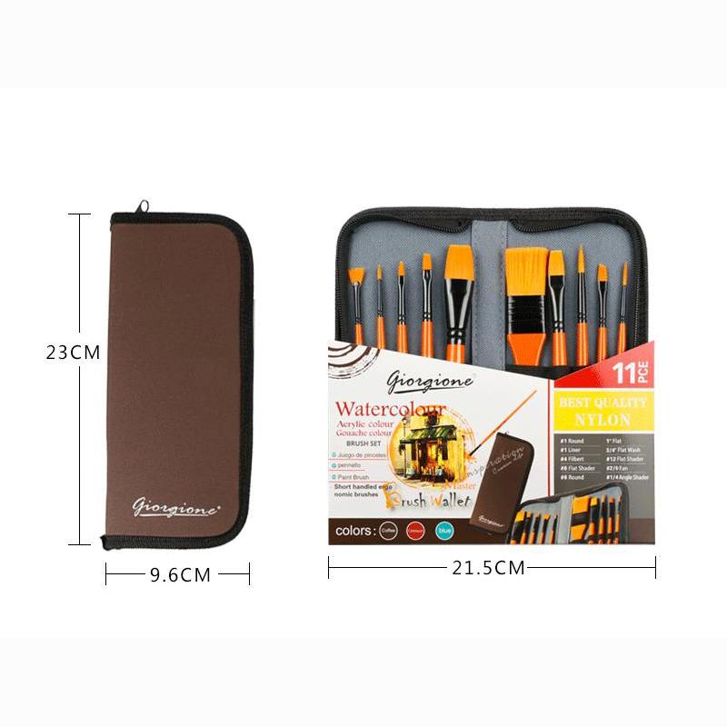 Дорожная кисть для художника, нейлоновая художественная кисть для волос, тканевая сумка для хранения, набор из 11/13 предметов для акварельной живописи маслом, акриловой живописи