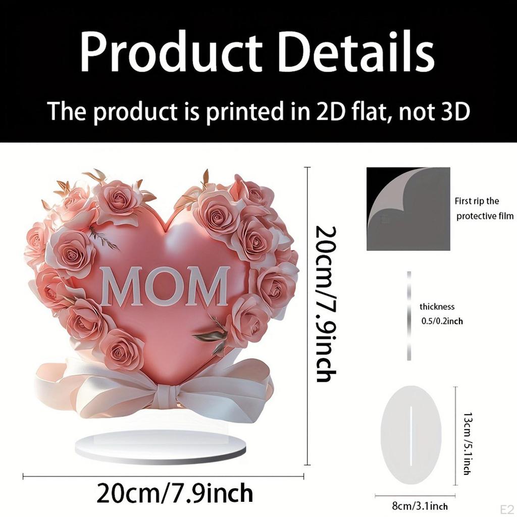 2D плоская настольная вывеска Mother Love 7,8x7,8 дюймов с кронштейном легкая для столовой