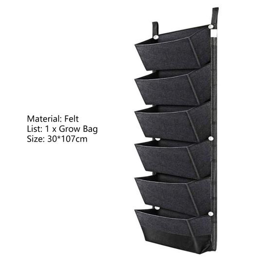 Мешок для посадки Водонепроницаемая многослойная конструкция Устойчивый к коррозии Увлажняющий садовый декор большой емкости 6 карманов Настенная сумка для выращивания цветов