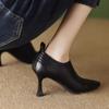 Модные новые женские босоножки на шпильках с острым носком на высоком каблуке, черные ботильоны для женщин, осень-зима
