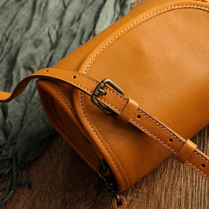 Johnature Genuine Leather Retro Small Bag Women Soft Real Cowhide Simple Solid Color Shoulder & Crossbody Bags