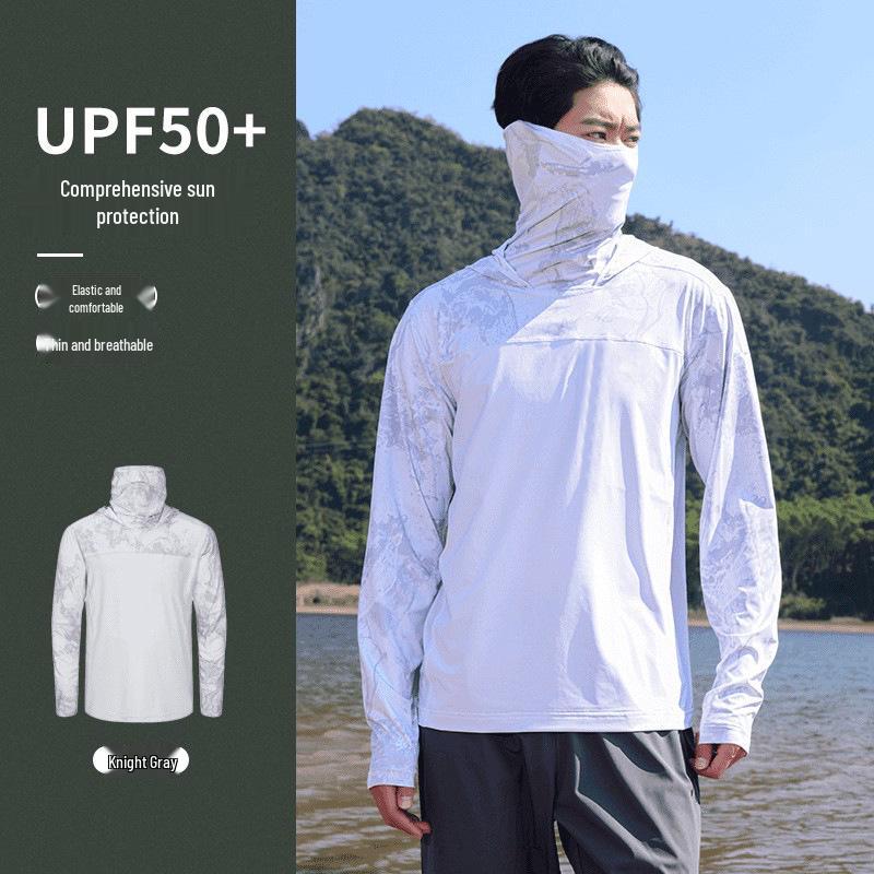 Men's UV Protection Quick-Dry Fishing Suit - Lightweight Summer Ice Silk with Sun Protection Face Covering