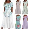 Women's Summer Casual Fashion Floral Print Short Sleeve Round Neck Pocket Dress