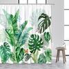 Тропические листья растений Занавеска для душа Колибри Пальмовый лист Монстера Бабочка Акварельное искусство Ткань Домашний декор Ванная комната Curta