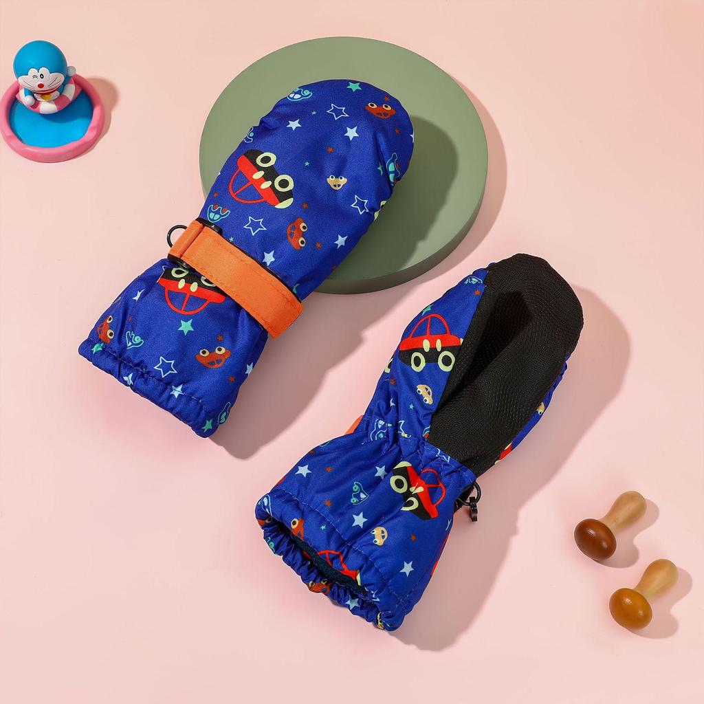Fun Print Children's Ski Mittens - Waterproof, Windproof, Warm & Cute for Boys and Girls
