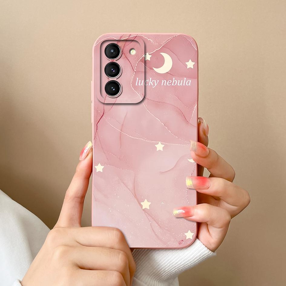 Phone Case For Samsung S21 S20 FE M13 M14 M32 Note 20 M53 Back Cover Pretty Flower Coloured Drawing Shockproof Soft Silicone Housing Capas For Samsung