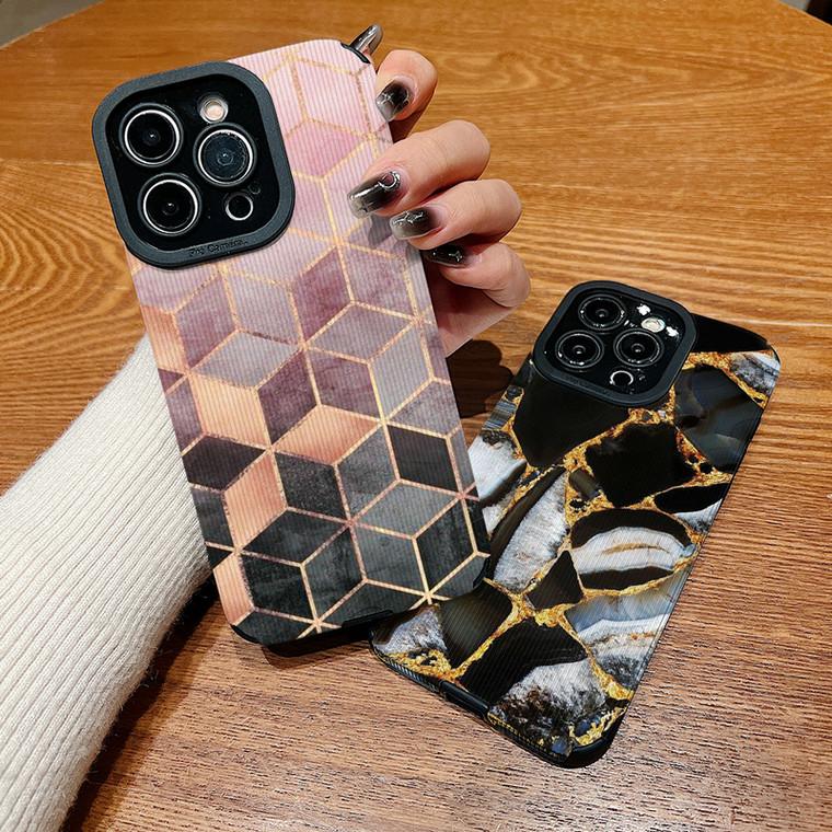 Мягкий силиконовый чехол-накладка на заднюю панель телефона из кожи с принтом под мрамор с вертикальной текстурой и полной защитой объектива камеры для Samsung