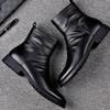 Ботинки «Челси», кожаная зимняя мужская обувь, английские модные кроссовки на молнии на молнии, противоскользящие сохраняющие тепло туфли Martin из телячьей кожи