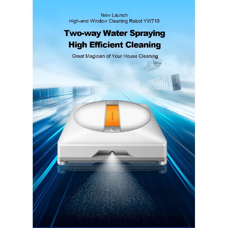 Liectroux YW710 Robot Window Cleaner Laser Sensor,Double Water Spray,Strong Vacuum,Home Wall Glass Cleaning Robot,App Control