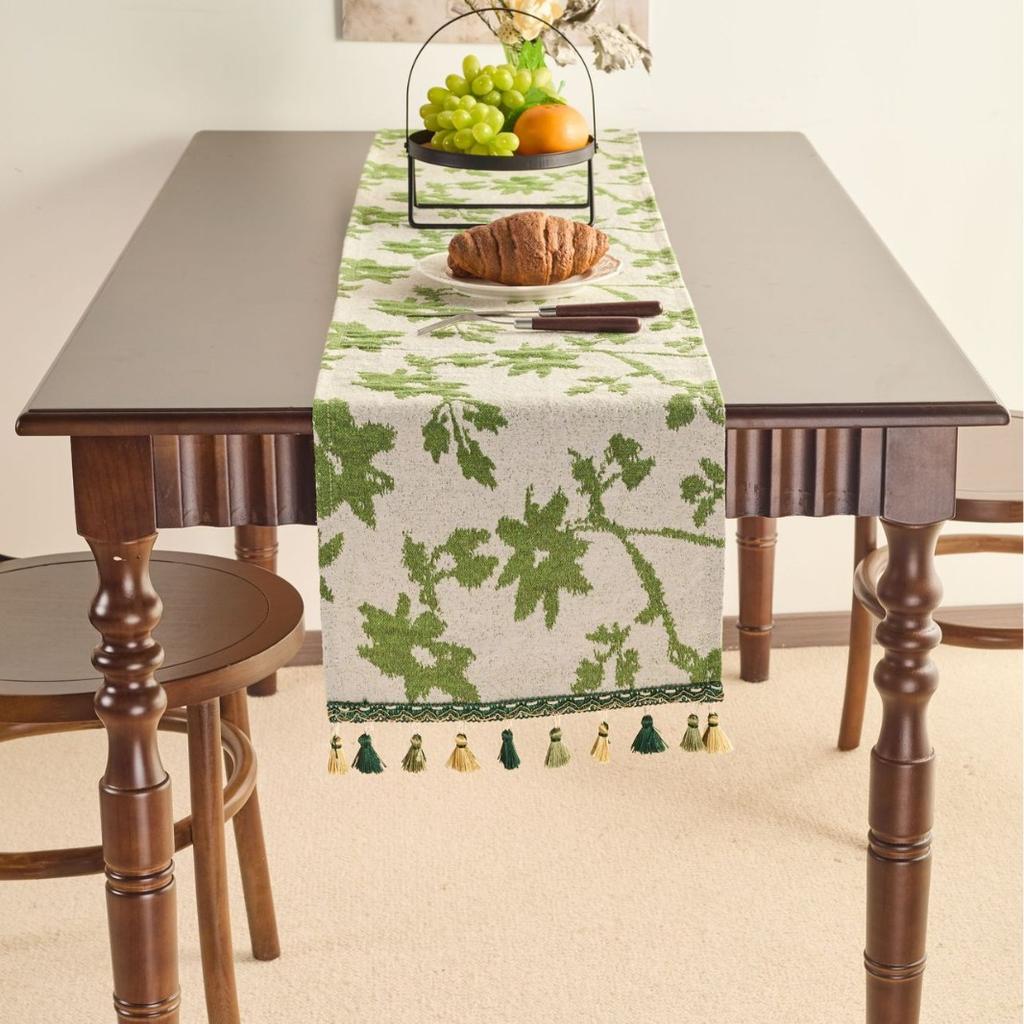 Table Flag Red Jacquard Tea Flag Fringed Ethnic Style Geometric Tv Cabinet Coffee Table Long Cover Decoration