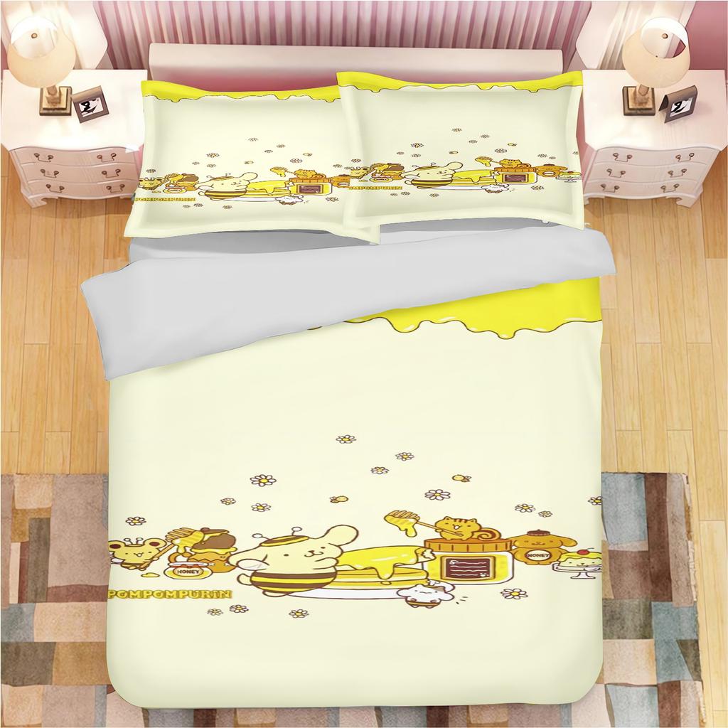 Мультяшное одеяло с помпонами Pompompurin, полиэстер, милый принт, мягкое постельное белье, на заказ, для дома, инопланетянин, детская спальня, одеяло, подарок для детей