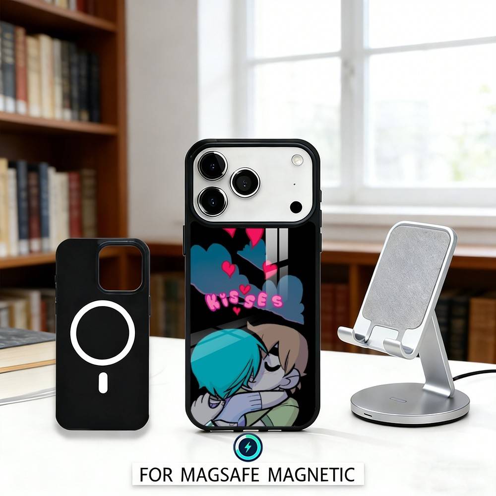 Anime S-Scott P-Pilgrim Phone Case Magnetic For iPhone17 16 15 14 13 12 Pro Max For Magsafe Wireless Charging Cover