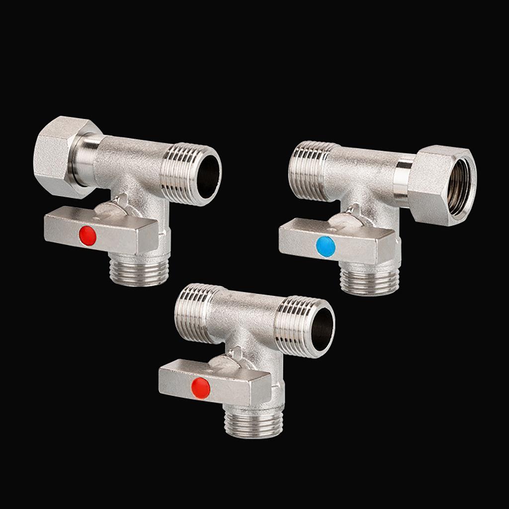Steel Tee Stop Valve Adapter T Connector Valve Adapter Multipurpose Valves for Bidet Sprayer & Toilet Tank Installation