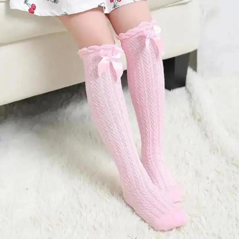 1 Pair Children's Leg Warm Socks Bowknot Bubble Mouth High Tube Knee High Thin Section No Heel Pods Baby Clothing Accessories