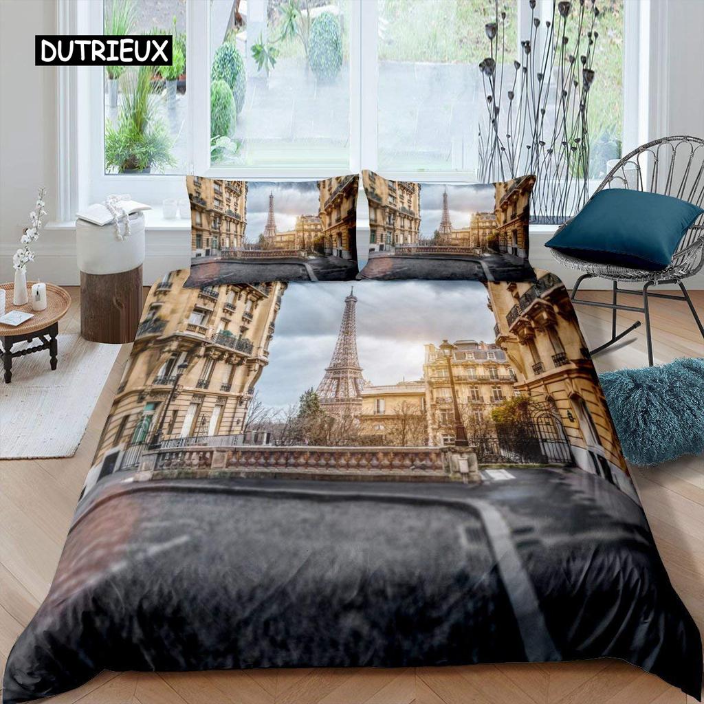 Комплект постельного белья с городским пейзажем, ночной вид на Нью-Йорк, пододеяльник для мальчиков и взрослых, комплект постельного белья из микрофибры, 2/3 шт., размер King Size