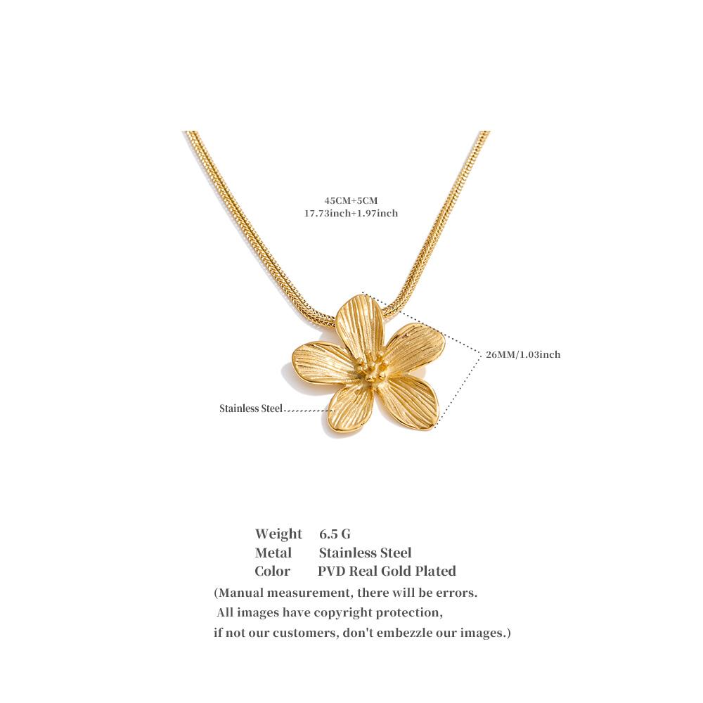 Yhpup Trending Stainless Steel Flower Necklace Pendant Hypoallergenic Metal Hot Style Attractive Jewelry Accessories Waterproof