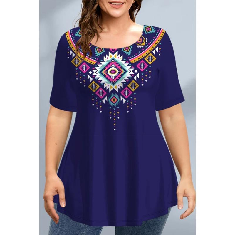 Футболка большого размера свободного кроя женская летняя с коротким рукавом и круглым вырезом с цветочным принтом 3D Топ свободного покроя женская одежда футболки женские