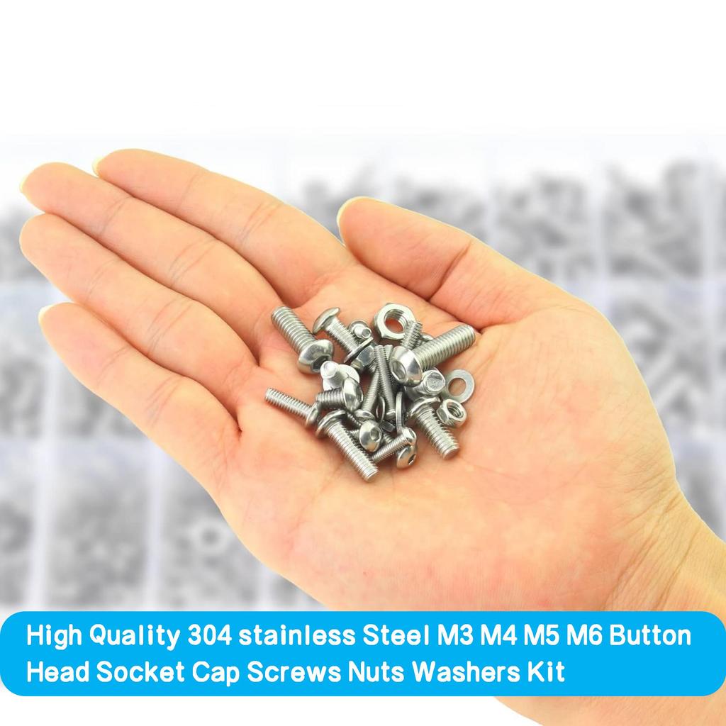 Набор из 670 штук из нержавеющей стали, комбинация винтов и болтов Аллена | M3, M4, M5, M6 с шестигранной головкой