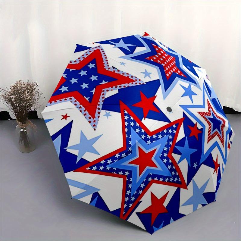 1pc Patriotic Stars Automatic Umbrella - 8-Rib Foldable Design, Outdoor Adventures, and Family Celebrations yy250829107