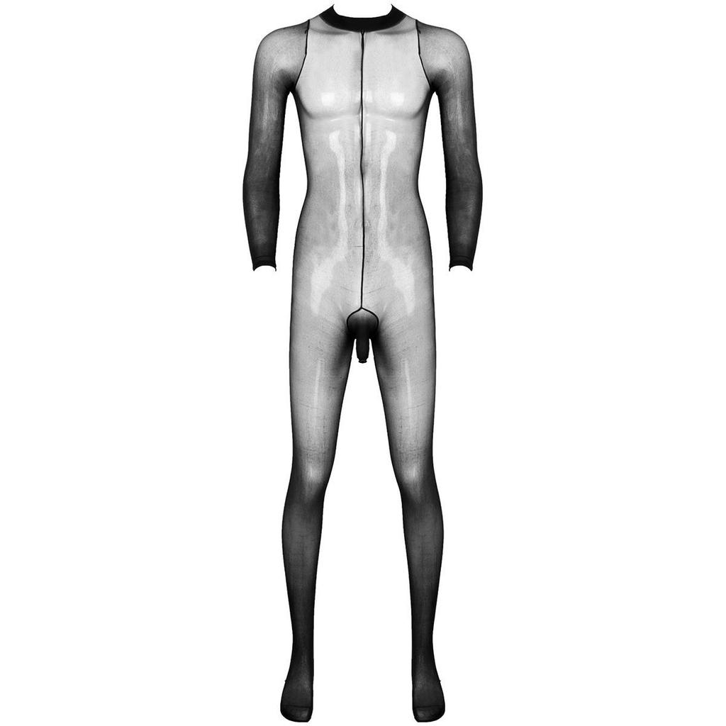 Men's Sheer Mesh Full Body Stockings Pantyhose Stretchy Footed Tights Leggings Bodysuit