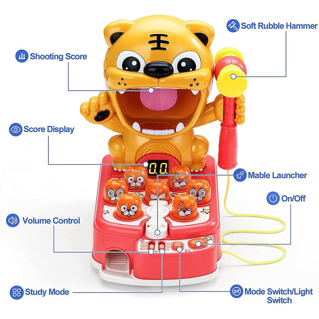 Мини-аркадная игра, ударная игрушка, удар по кротам тигра, интерактивная игрушка, развивающее образование, идея подарка на Новый год на день рождения для детей 3, 4, 5, 6, 7, 8 лет