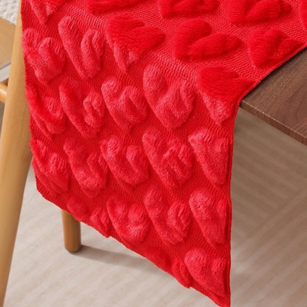 Thickened Love Heart Table Runner Fuzzy Dining Table Runner  Anniversary Party