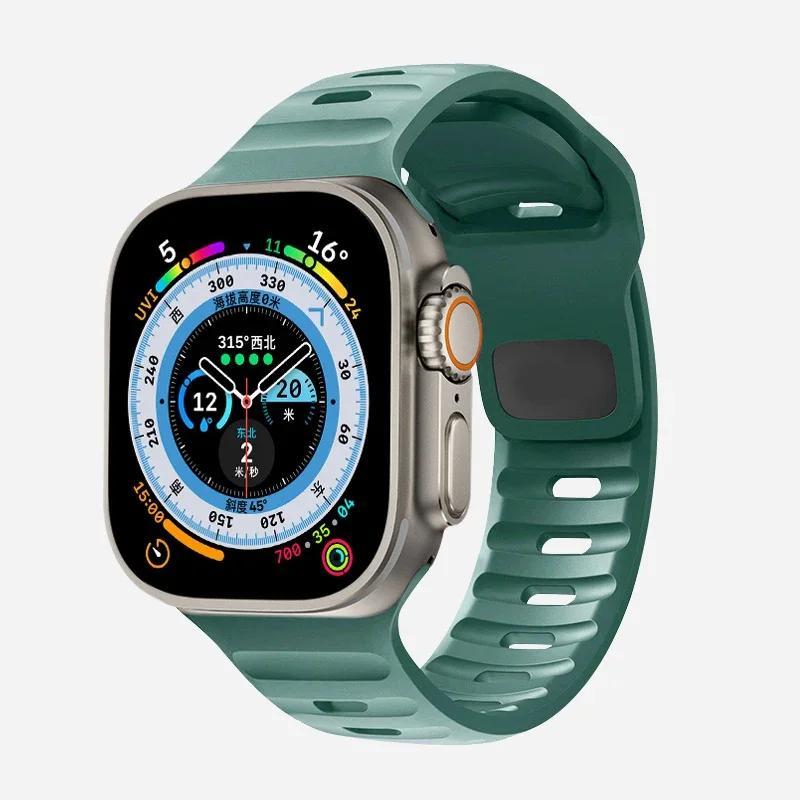 Мягкий силиконовый ремешок для Apple Watch Band Ultra 49 мм 44 мм 45 мм 42 мм 41 мм 42 мм 38 мм спортивный ремешок для часов iwatch Serise 8 7 6 5 браслет