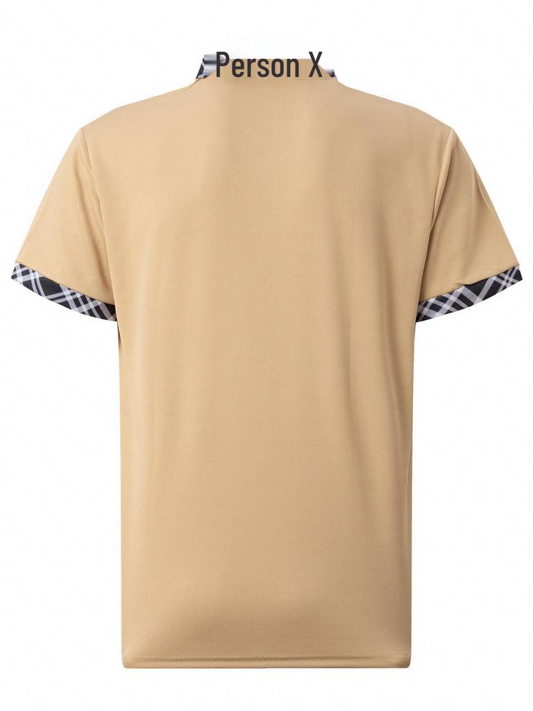 Мужская повседневная рубашка поло с цветными блоками, нагрудным карманом и отложным воротником