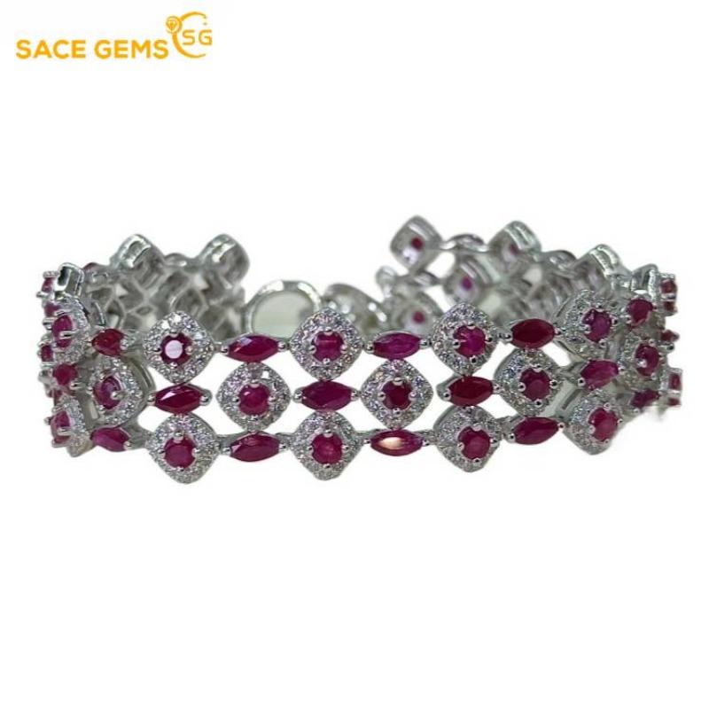 Sace Gems 925 стерлингового серебра 2*4 мм натуральный гранат драгоценный камень браслеты для женщин помолвка коктейль вечеринка изящные ювелирные изделия