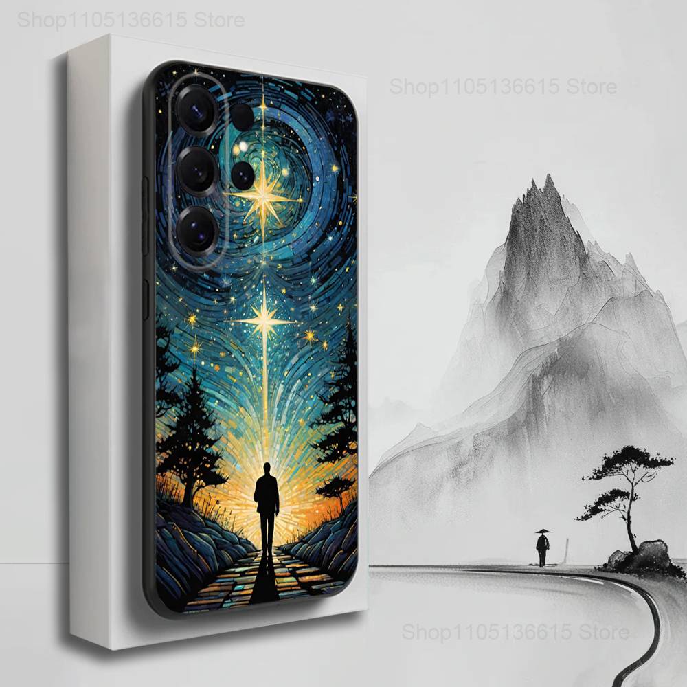 Sky Tree Art Starry Case For Samsung S10,Plus,S9,Ultra,S24,S21,S20,S23,FE,S22,S25,Lite,Soft Silicone Black
