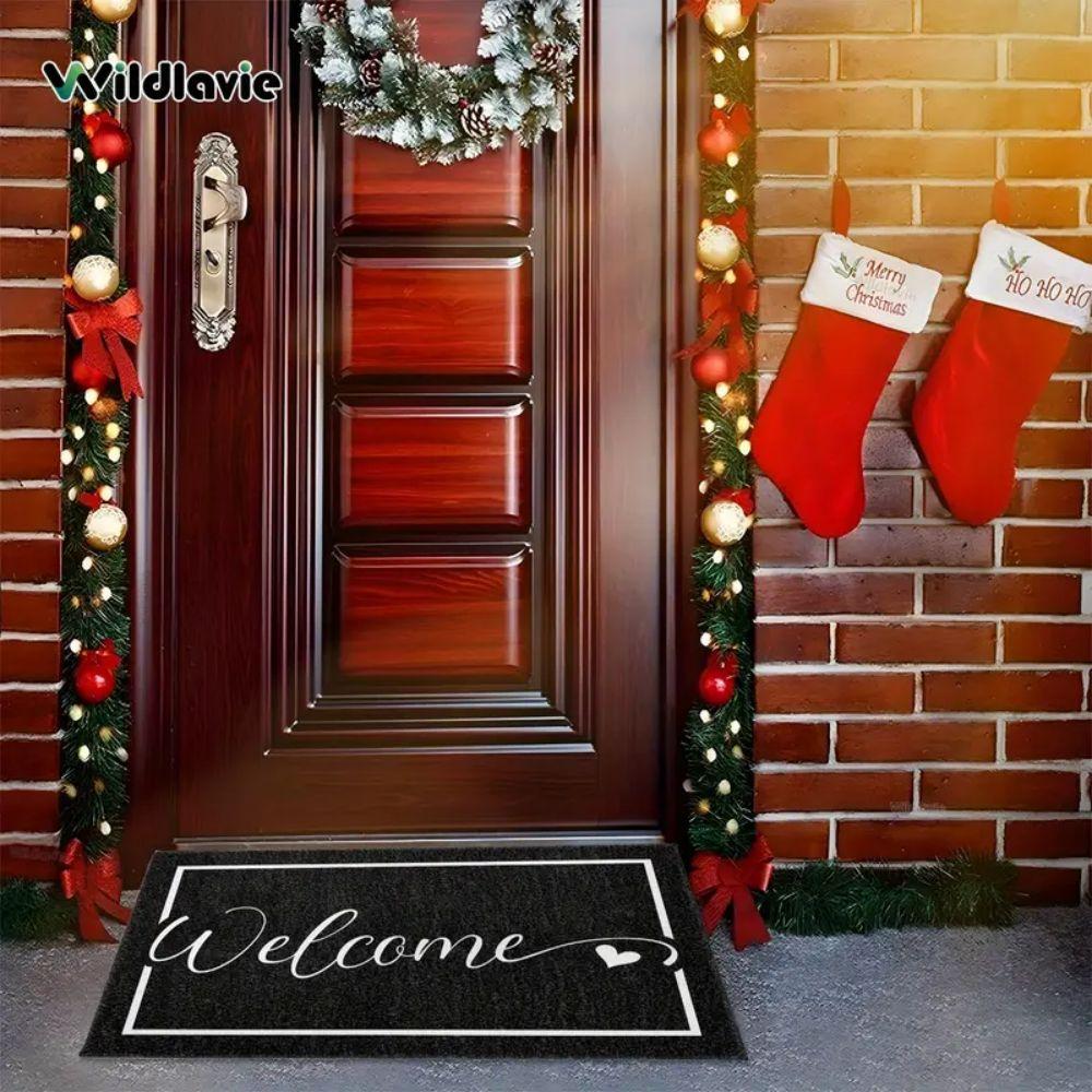 VIKAMA Entrance Welcome Mat - Black, Stain-Resistant And Durable Floor Mat, Bathroom And Kitchen Carpet, Home Decoration