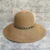 Vacation wind paper straw woven enlarged brim straw hat women's summer sun protection sun hat foldable beaded decorative beach hat