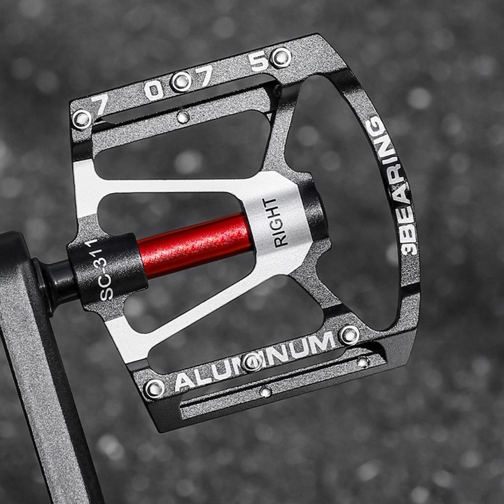 Нескользящие педали для шоссейных велосипедов Педали из алюминиевого сплава Педали для горных велосипедов 3 подшипника Широкие плоские велосипедные педали