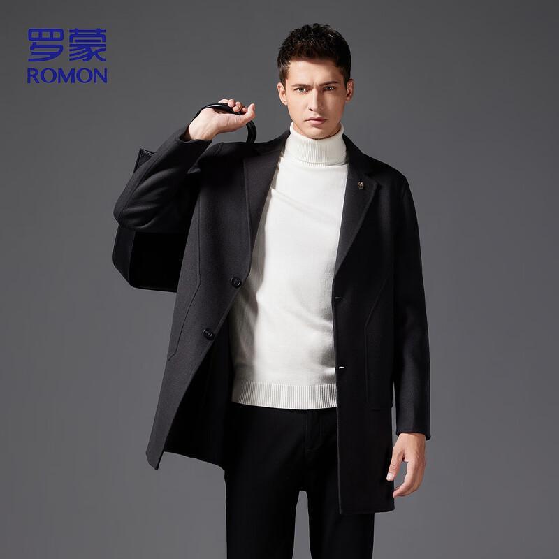 ROMON Мужское полупальто MN302 средней длины из смесовой шерсти двусторонней вязки