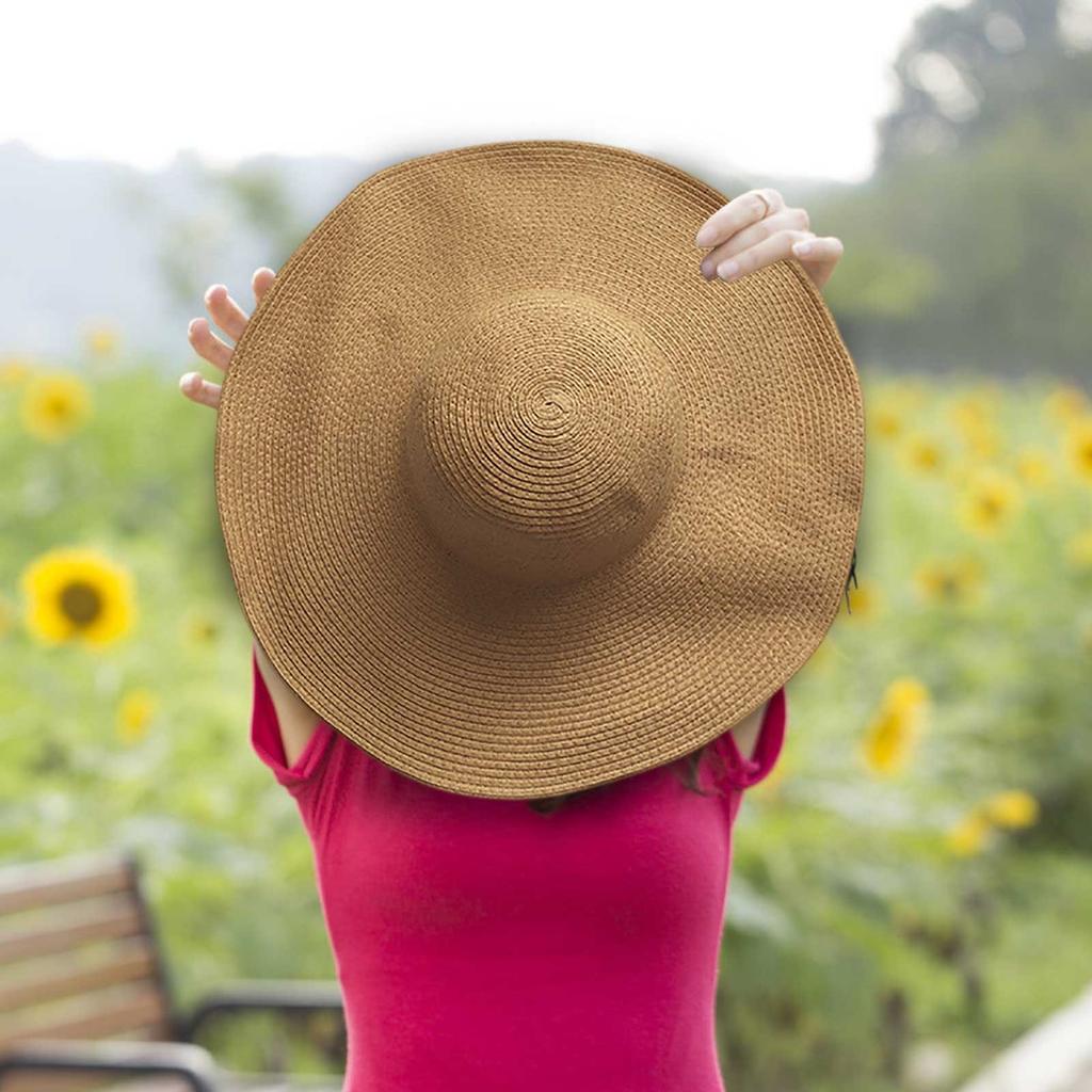Большая Солнечная Соломенная Складная Пляжная Шляпа Солнцезащитная Шляпа Женская Летняя Корейский Стиль Отпуск Путешествия Морской Берег Солнцезащитная Шляпа