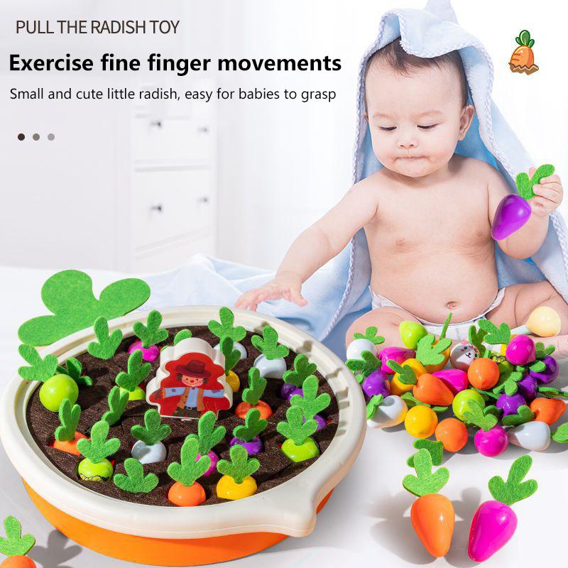 1 Set Cotton Montessori Radish Game Baby Plush Pull Out Carrot Interaction Toys Recognizing Educational Toys For Children Gift