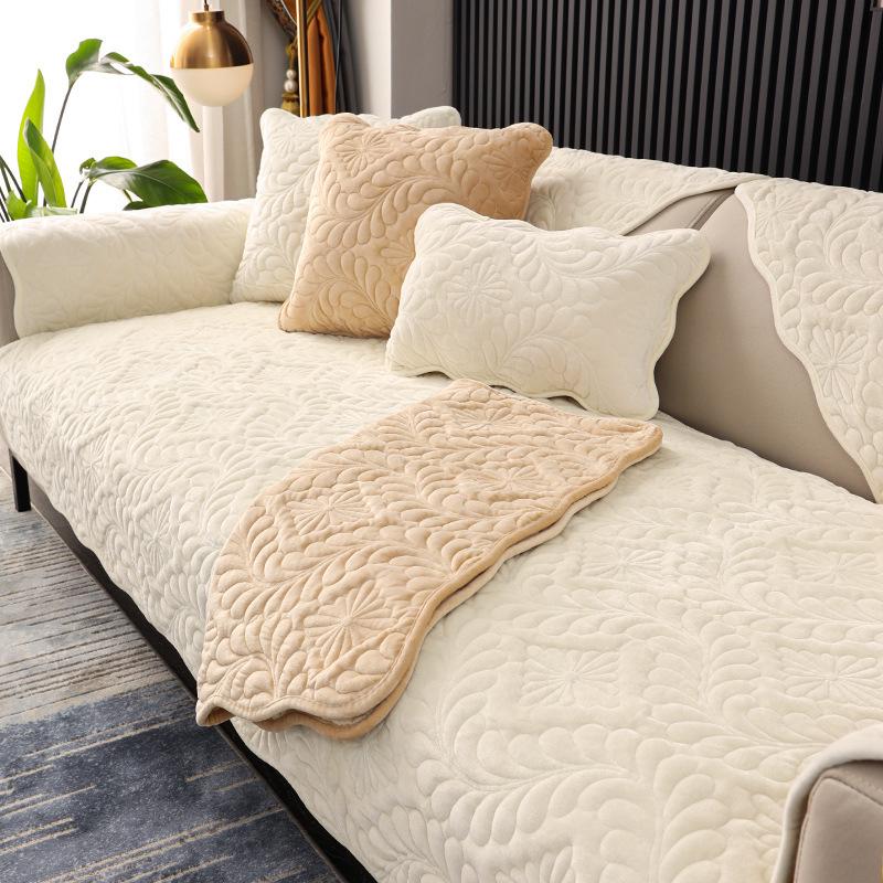 Простая зимняя короткая плюшевая диванная подушка, украшение для гостиной, противоскользящее толстое полотенце для спинки, мягкое, удобное, многоцветное, печатное, чехол для дивана