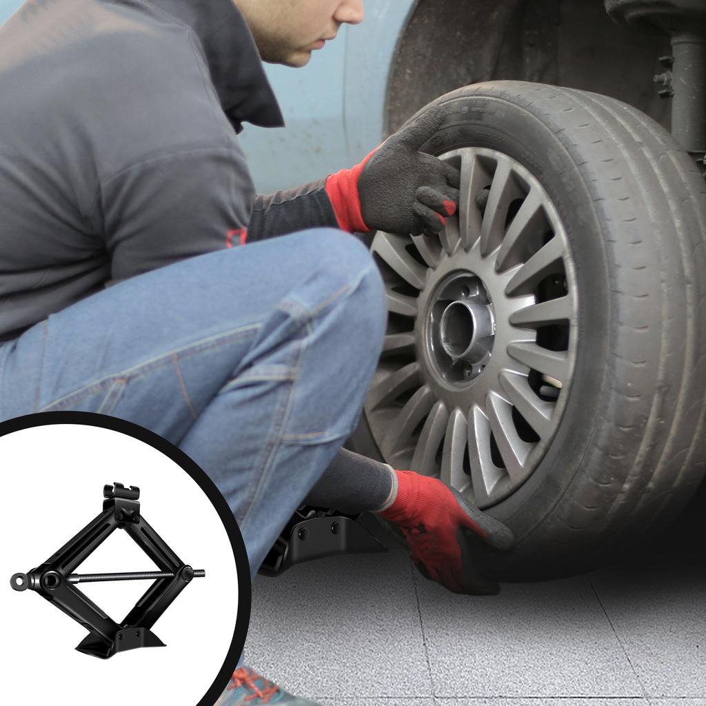 2Ton Mechanical Manual Scissor Jacks With Stabilizer Base & Handle For Car/SUV Tire Replacement And Emergency Roadside Repair