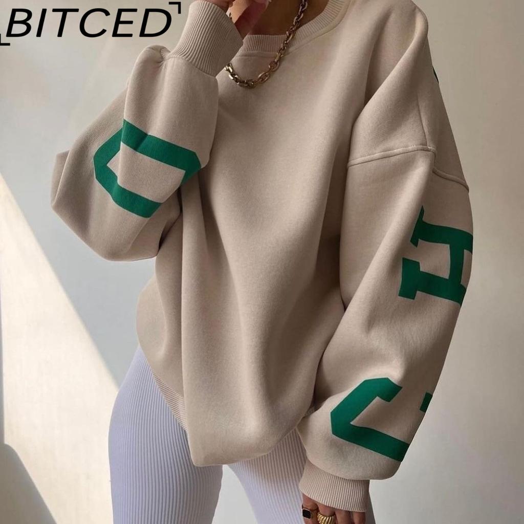 BITCED Женская повседневная модная толстовка с капюшоном и длинным рукавом с принтом