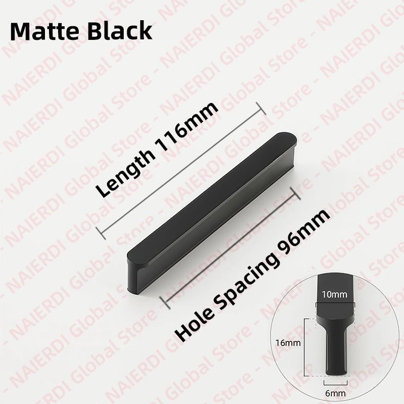 NAIERDI American Style Black Cabinet Handles Aluminum Alloy Long Furniture Handle Kitchen Cupboard Pulls Drawer Knobs Hardware