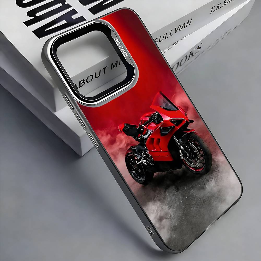 Motorcycle Racing D-Du-catis Phone Case For iPhone 17,16,15,14,13,12,11 Plus,Pro Max,Colored Silver Phone Case