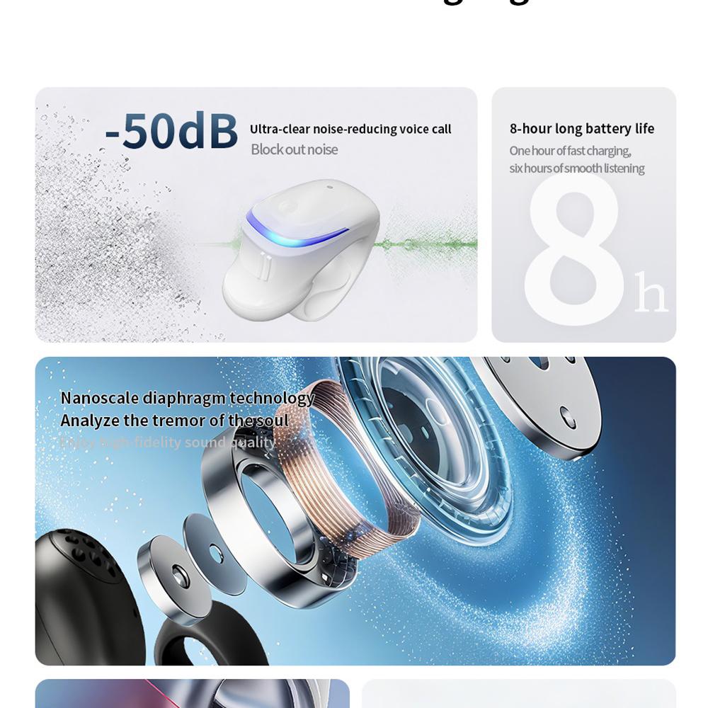 696 Blue Tooth Headset Clip On Stereo Bone Conduction Wireless Earphone Mini TWS Earphones Waterproof Sport HD Call Headphone