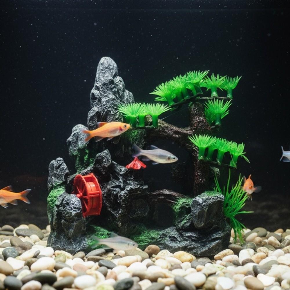 Creative Simulation Fish Tank Ornament Natural Look Retro Rockery Statue Artificial Resin Rockery Landscaping Aquarium Setup