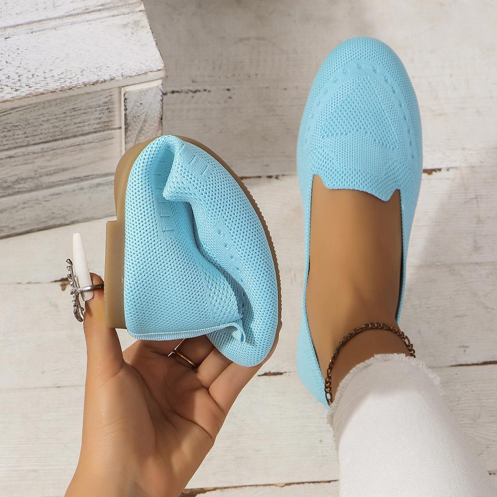 Новые большие одинарные туфли с сетчатой поверхностью Fly Woven Mesh, неглубоким носом, подъемом на одну ногу, ленивой плоской подошвой, повседневные женские туфли