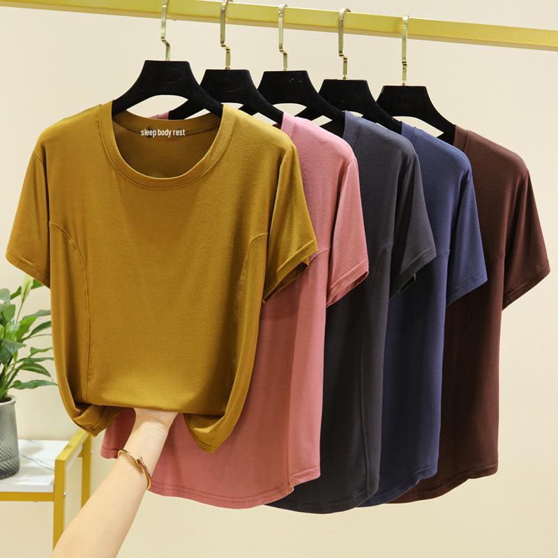 Женская футболка из модала с коротким рукавом - модная, универсальная, стройнящая летняя блузка